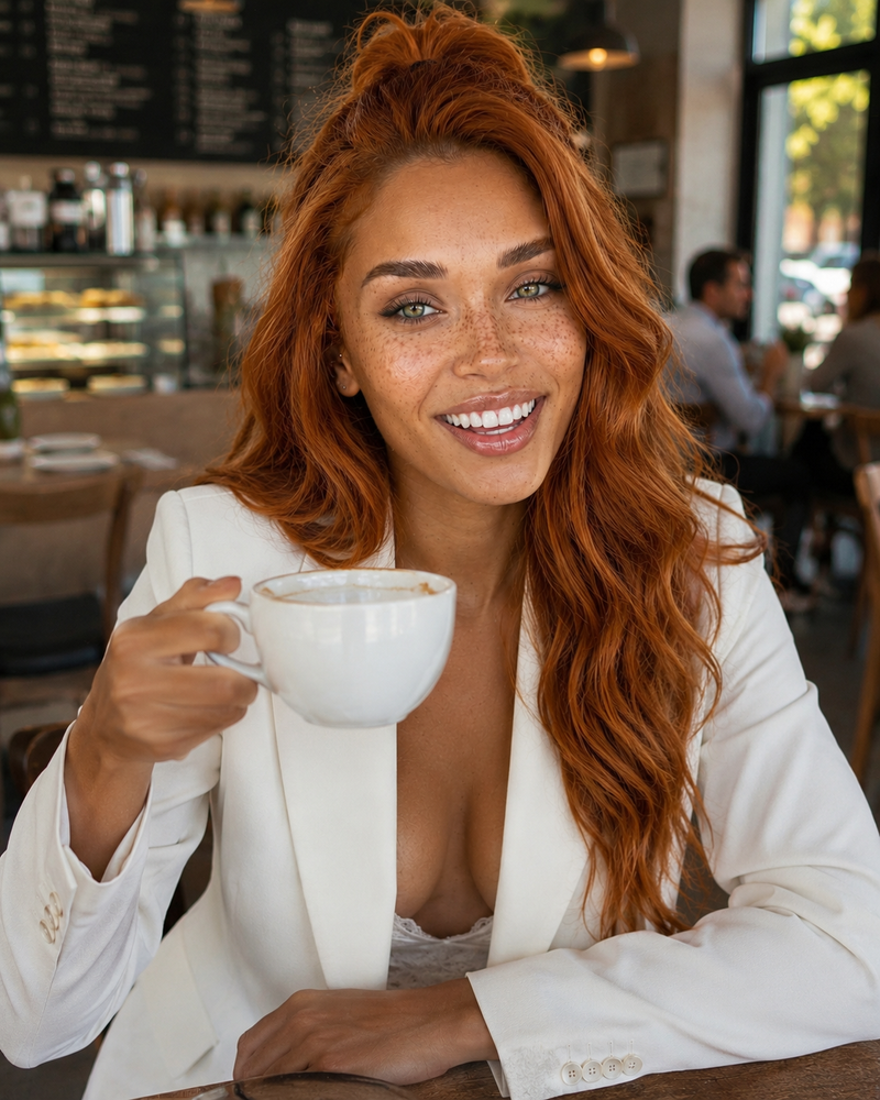 Sloane — interior portrait, café or studio